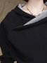 Casual Cross Neck Raglan Sleeve Plain Loosen Hoodie