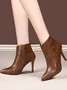 Autumn Stiletto Heel Plain Pu Boots