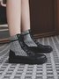 Color Block Pu Vintage Boots