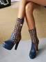 Autumn Geometric Elegant Fabric Fashion Boots