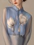 Loose Elegant Floral Shirt Collar Long Sleeve Shirt