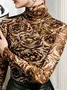 Regular Sleeve Printing Casual Tight Leopard T-Shirt