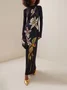 Regular Sleeve Crew Neck Elegant Floral Maxi Dress