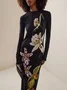 Regular Sleeve Crew Neck Elegant Floral Maxi Dress