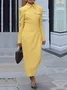 Regular Fit Regular Sleeve Regular Fit Plain Elegant Shirt Collar Long Sleeve Maxi Dress