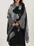 Elegant Plaid Contrasting Loose Buttoned Commuting Shawl