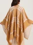 Elegant Plaid Contrasting Loose Buttoned Commuting Shawl