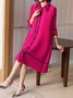 Regular Size Elegant Three Quarter Sleeve Shirt Dress