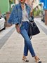 Plus Size Casual Dolman Sleeve Denim Coat