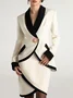 Elegant Shawl Collar Color Block Blazer