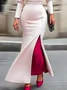 Elegant Color Block Split Joint Dress