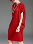 Plus Size Elegant Loose Plain Raglan Sleeves Crew Neck Dress