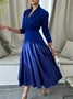 Elegant Split Joint Shawl Collar Regular Fit Party Midi Dress