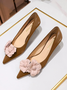 Elegant Leather All Season Floral Shallow Shoes