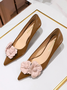 Elegant Leather All Season Floral Shallow Shoes