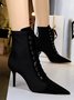 Elegant Plain Fleece Stiletto Heel Boots