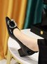 Elegant Patent Leather Chunky Heel All Season Flat