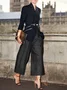 Urban Plain Fashion Ankle Wide leg  Pants