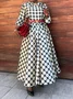 Regular Fit Polka Dots Regular Sleeve  Three Quarter Sleeve Elegant Maxi Dress With Brooch