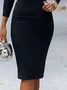 Long Sleeve Elegant Plain Crew Neck Dress