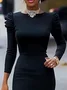 Long Sleeve Elegant Plain Crew Neck Dress