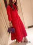 Plain Pocket Regular Sleeve Elegant Midi Dress