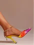 Halloween Rhinestone Ombre Leather Lace Up Heels