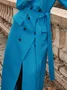 Lapel Collar Long Sleeve Plain Urban Loose Coat With Belt