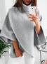 Medium Elasticity Loose Casual Turtleneck Half Sleeve Raglan Sleeves Sweatshirt