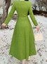 Plain Elegant Long Sleeve Crew Neck Midi Dress