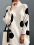 Daily Turtleneck  Polka Dots Loose Dress