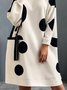 Daily Turtleneck  Polka Dots Loose Dress