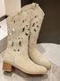 Chunky Heel Faux Suede Boots