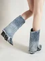 Plain Denim Casual Boots