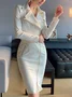 Lapel Collar Zipper Urban Long Sleeve Dress With Belt