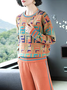 Plus Size Crew Neck Casual Letter Pattern Loosen Sweater