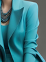 Plus Size Lapel Collar Plain Urban Long Sleeve Trench Coat