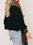 High Elasticity Color Block Loose Long Sleeve Dolman Sleeve Wrap Casual Cardigan Sweater