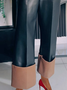 PU Micro-Elasticity Loose Color Block Urban Faux Leather Long Pants