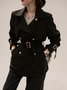 Urban Plain Lapel Collar Trench Coat With Belt