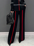 Sweater High Elasticity Color Block Casual Long Pants Straight pants