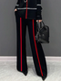 Sweater High Elasticity Color Block Casual Long Pants Straight pants