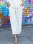 Casual Plain Loose Wide leg Ankle Pants