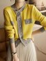 Crew Neck Regular Sleeve Casual Loose Sweater Cardigan