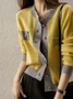 Crew Neck Regular Sleeve Casual Loose Sweater Cardigan