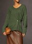 Plain Urban V Neck Sweater with Pearl Pin