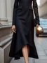 Regular Fit Regular Sleeve Turtleneck Long Sleeve Elegant Plain Maxi Dress