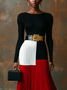 Split Joint Elegant Sweater Dress With No Belt