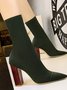 Lycra Chunky Heel Boots