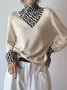 Geometric Regular Sleeve Casual Split Joint Sweater